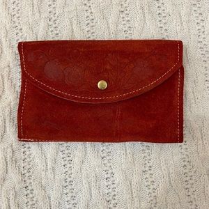 Vintage, Orange, Suede Leather, Long Wallet